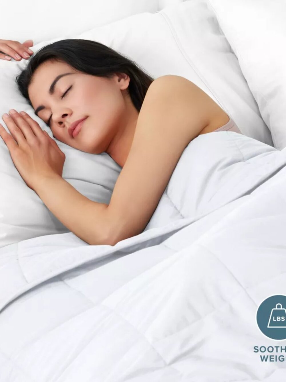 NEW Cotton Weighted Blanket by Bare Home - 10 lb 40" x 60", White - Picture 5 of 10